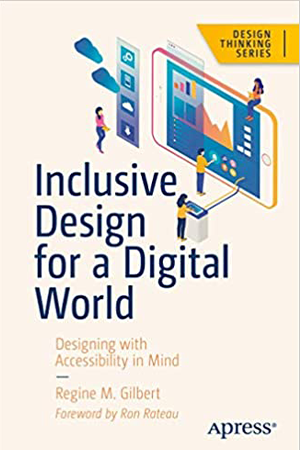 book cover for inclusive design for a digital world with black text and a smartphone