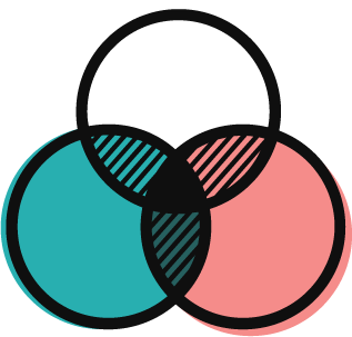 venn diagram with pink blue black